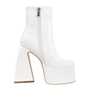 ONLYMAKER White Platform Chunky Heeled Ankle Boots Super Soft Vegan Leather 15